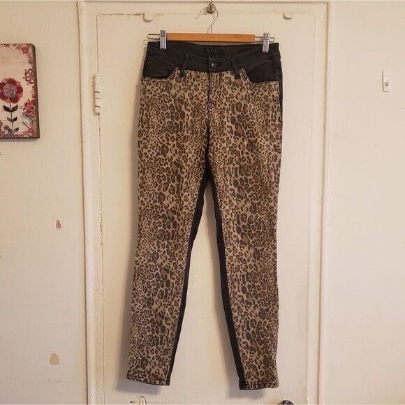 Half and half leopard print Guess jeans Brittney legging color block - Picture 1 of 11